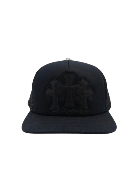 Chrome Hearts Triple Cross Cemetery Trucker Hat Black
