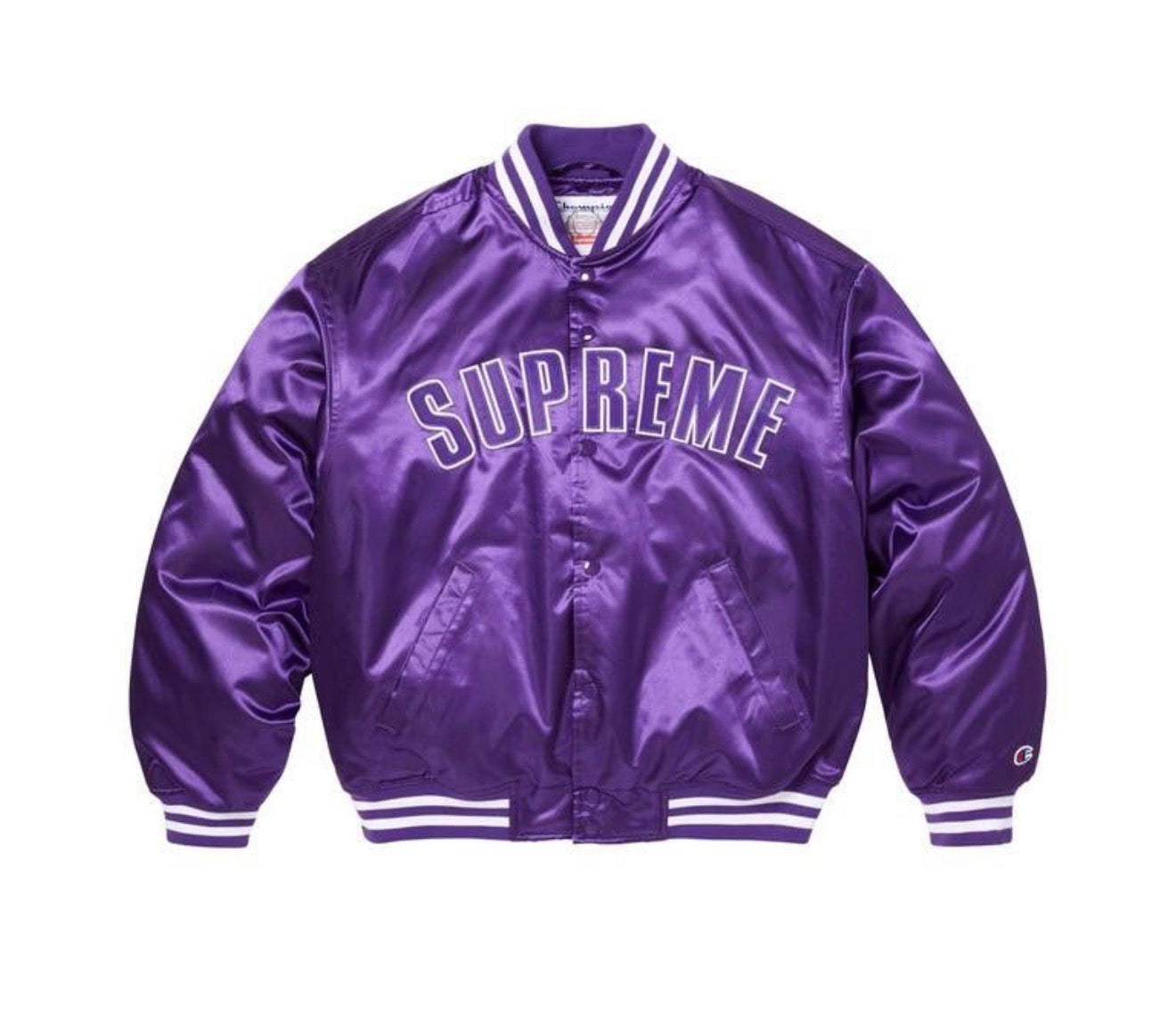 Supreme Champion Satin Varsity Jacket Purple