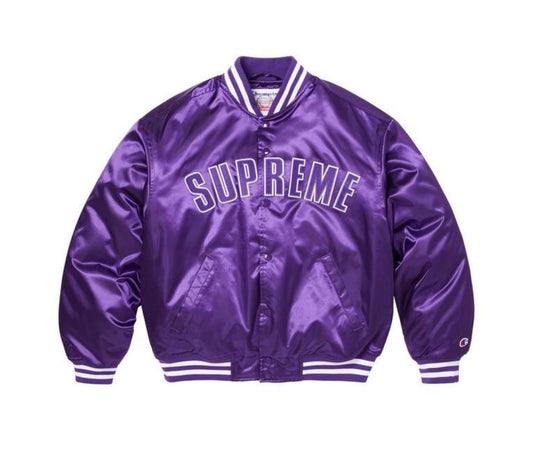 Supreme Champion Satin Varsity Jacket Purple
