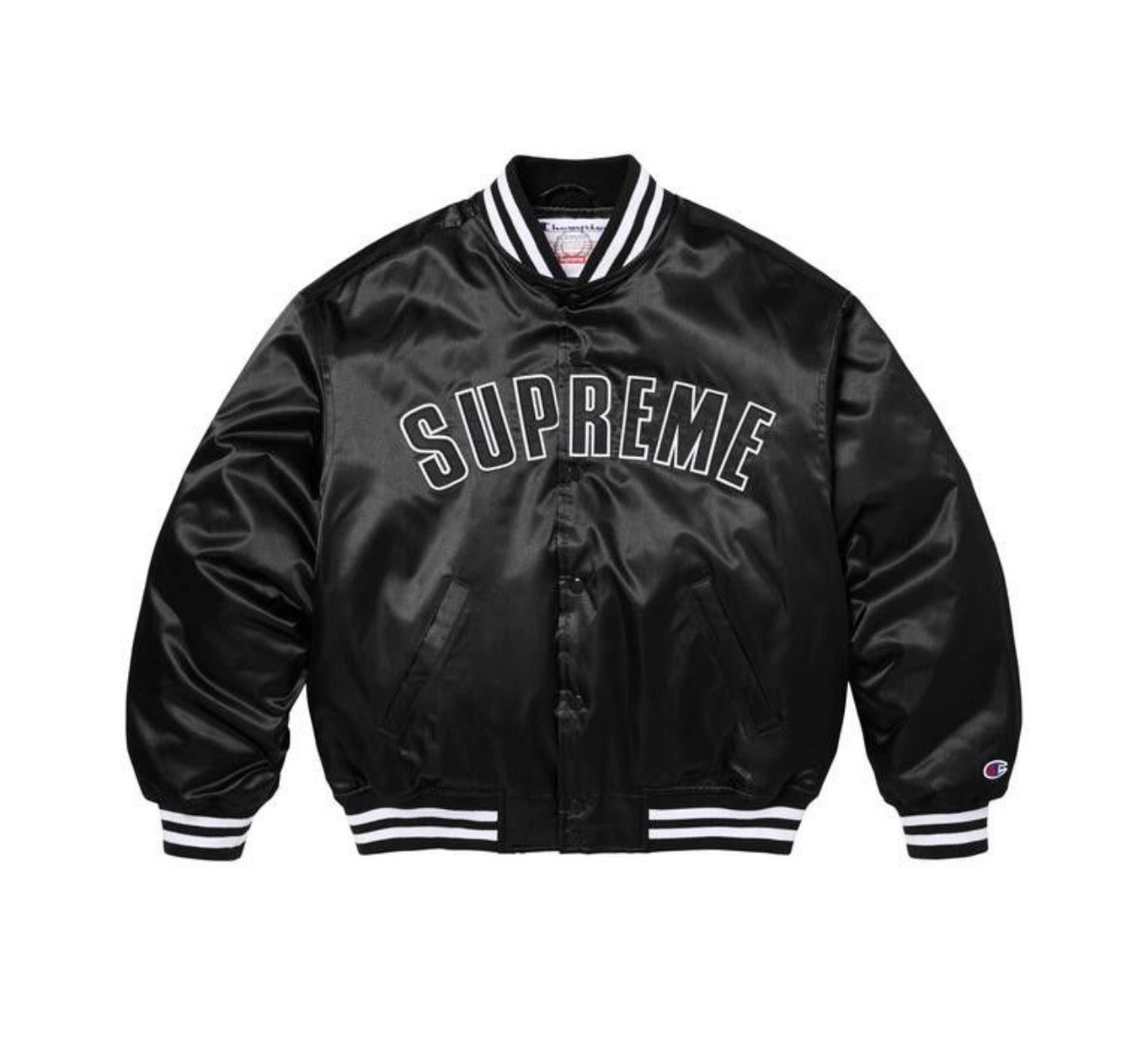 Supreme Champion Satin Varsity Jacket Black