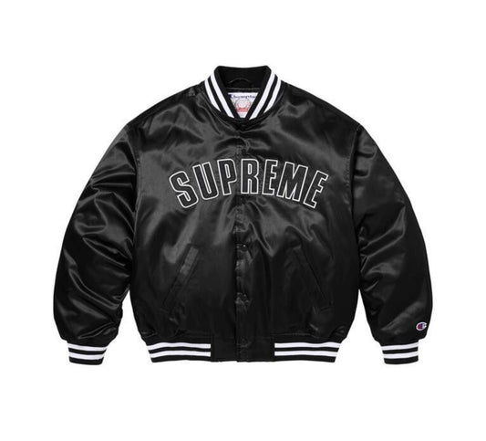 Supreme Champion Satin Varsity Jacket Black