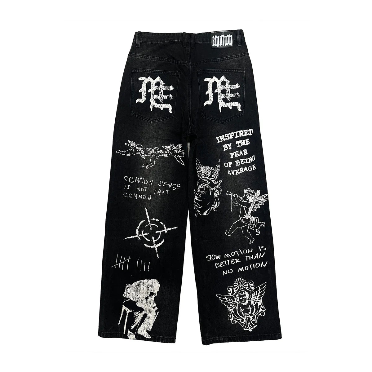 Mixed Emotion Canvas Jeans Black