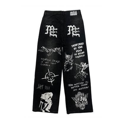 Mixed Emotion Canvas Jeans Black