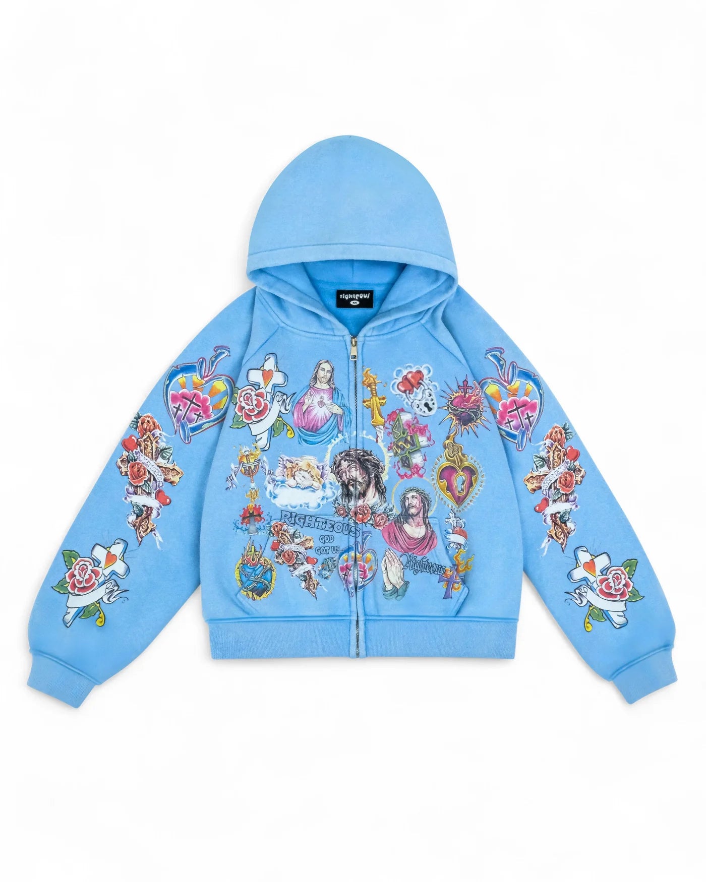 Righteous Risen King Cropped Zip-Up Blue