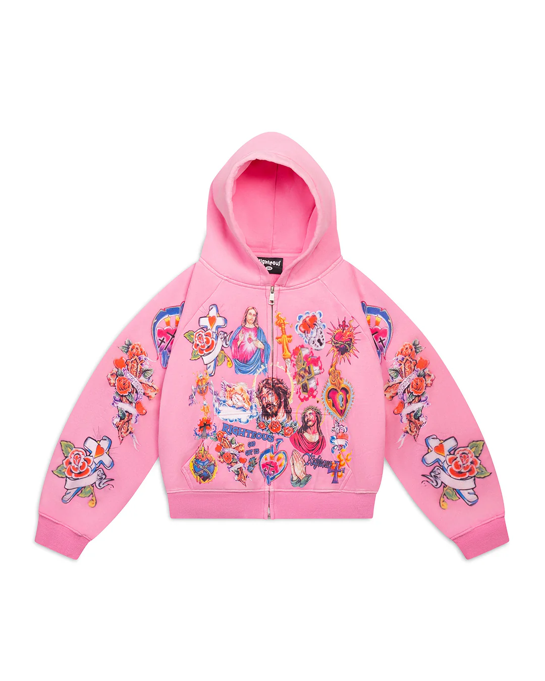 Righteous Risen King Cropped Zip-Up Pink