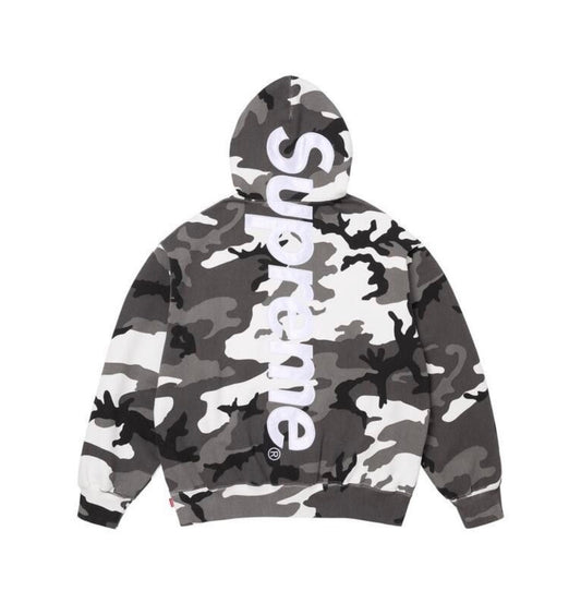 Supreme Satin Applique Hoodie Snow Camo