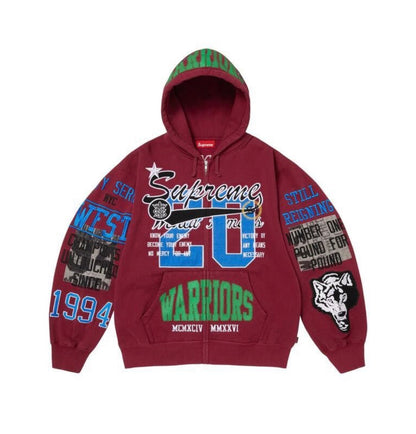 Supreme Warriors Applique Zip-Up Cardinal