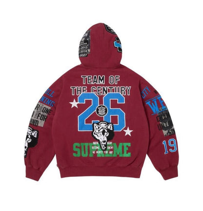 Supreme Warriors Applique Zip-Up Cardinal
