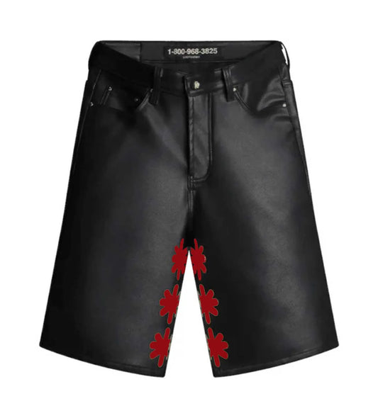 Lost Shadows Leather Shorts Black/Red