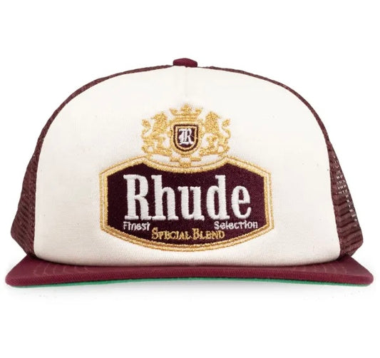 Rhude Special Blend Trucker Hat Maroon/White