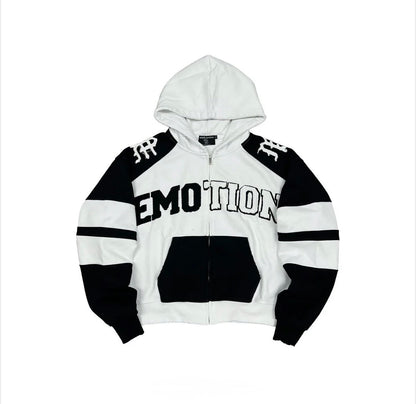 Mixed Emotions Zip-Up Varsity Black/White
