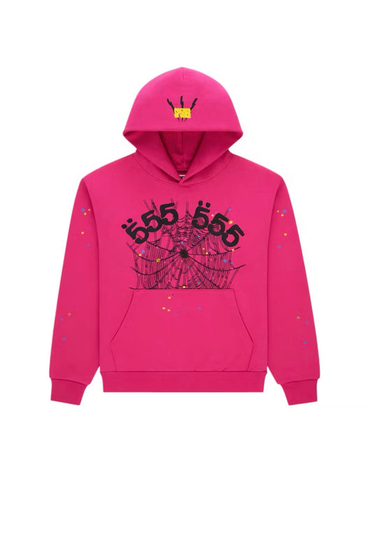 Sp5der Angel Number Hoodie Pink