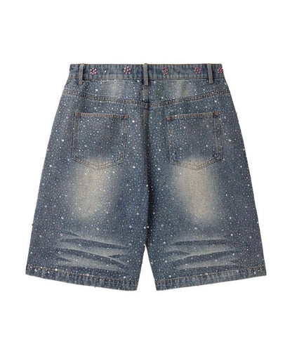 Vale Forever Iced Out Jean Shorts Mid Blue