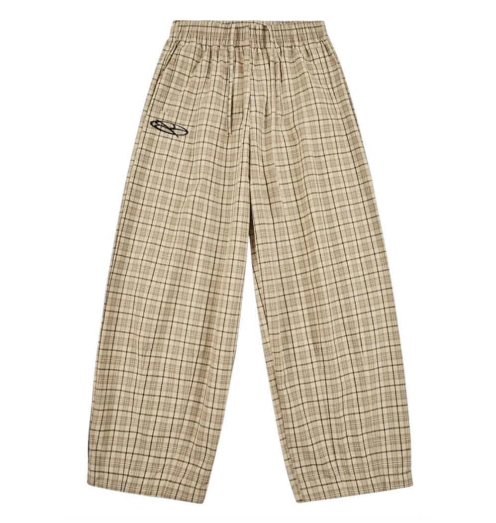 Boredom Kills Lounge Plaid Track Pants Khaki