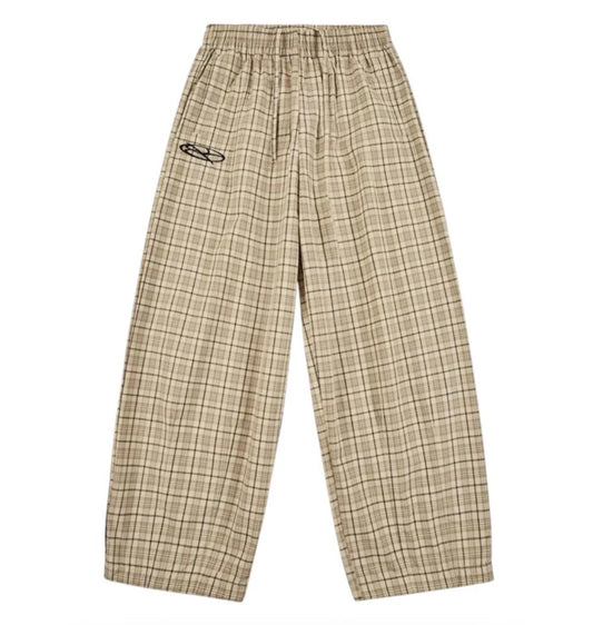 Boredom Kills Lounge Plaid Track Pants Khaki