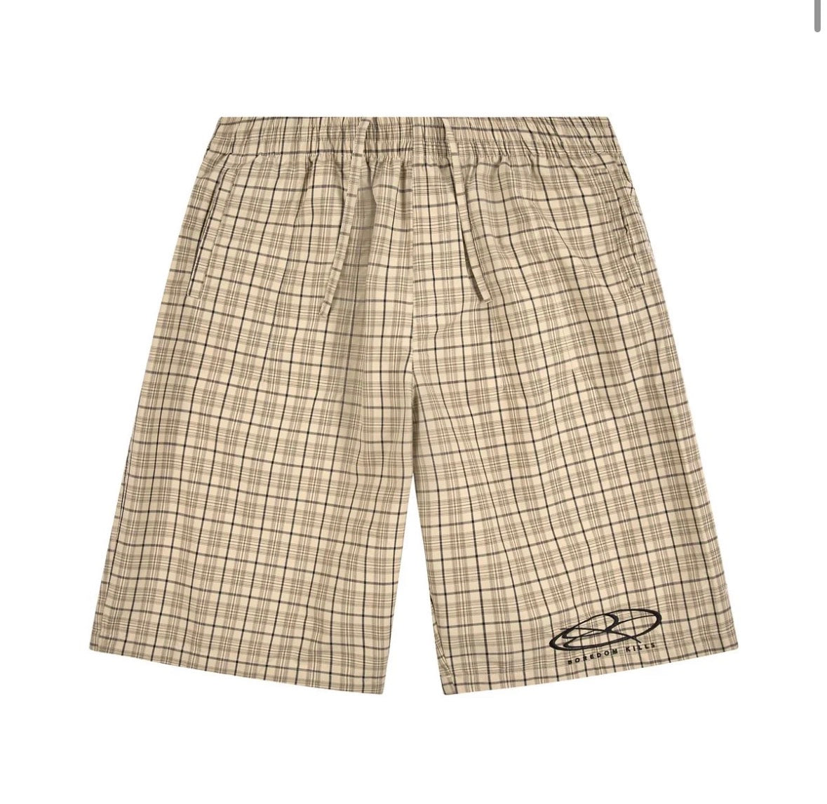 Boredom Kills Lounge Plaid Track Shorts Khaki