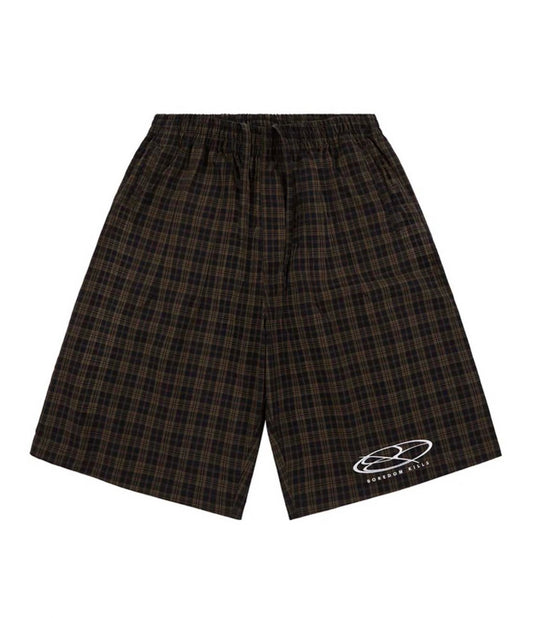 Boredom Kills Lounge Plaid Track Shorts Black