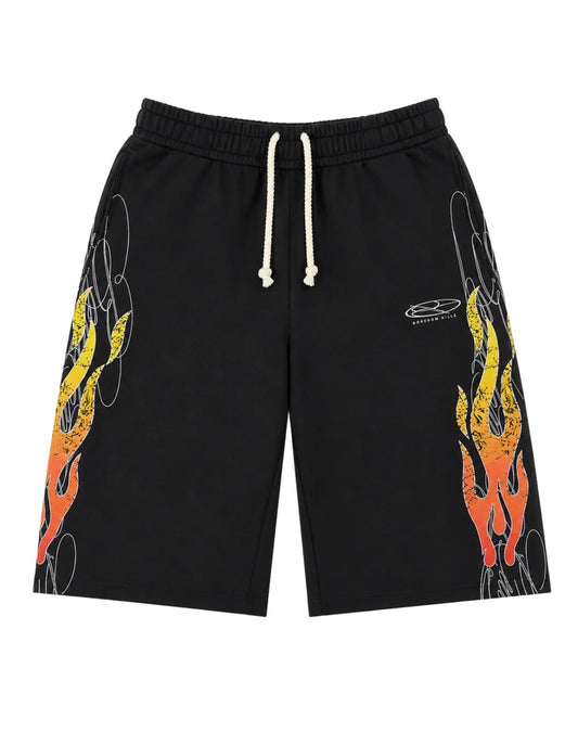 Boredom Kills Up In Flames Shorts Black