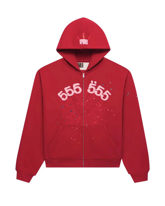 Sp5der Angel Number Zip-Up Merlot