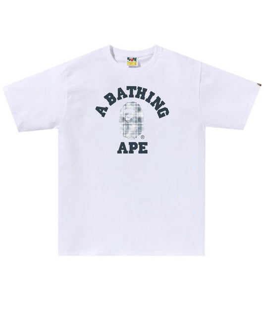 Bape Bleach Check College T-Shirt White