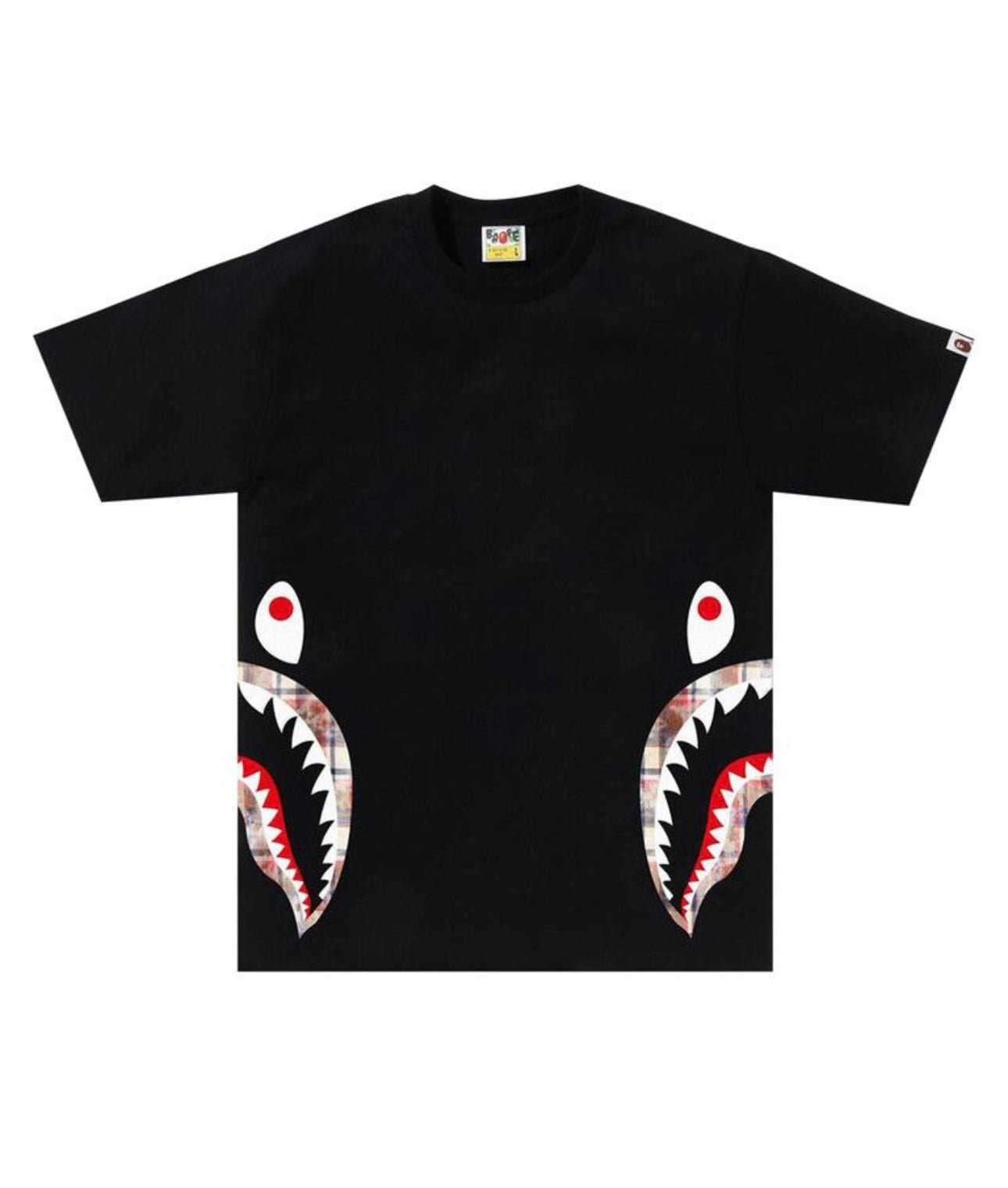 Bape Bleached Check Side Shark T-Shirt Black