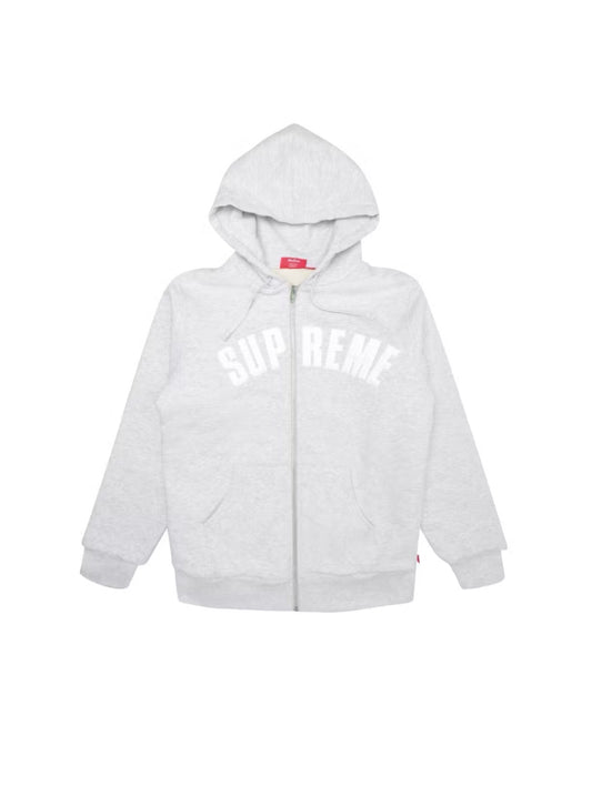 Supreme Arc Logo Thermal Zip-Up Heather Grey