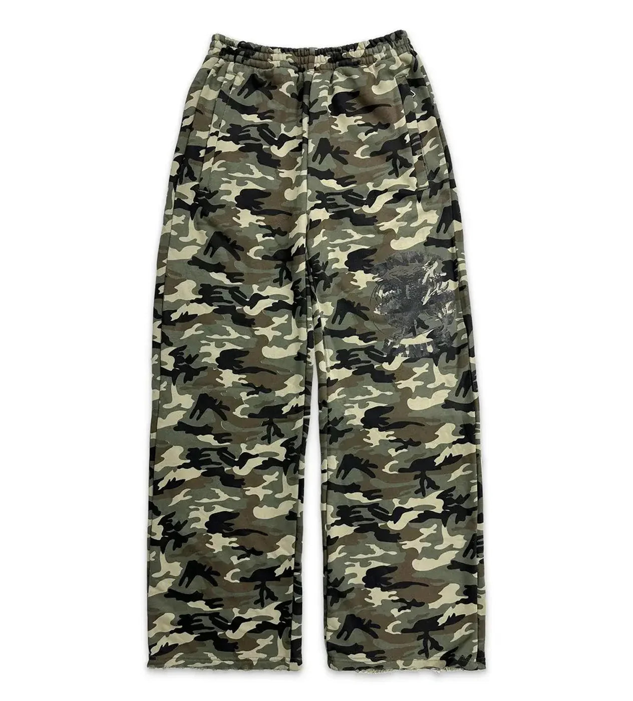Saint Vanity Wide Leg Sweatpants Green Camo