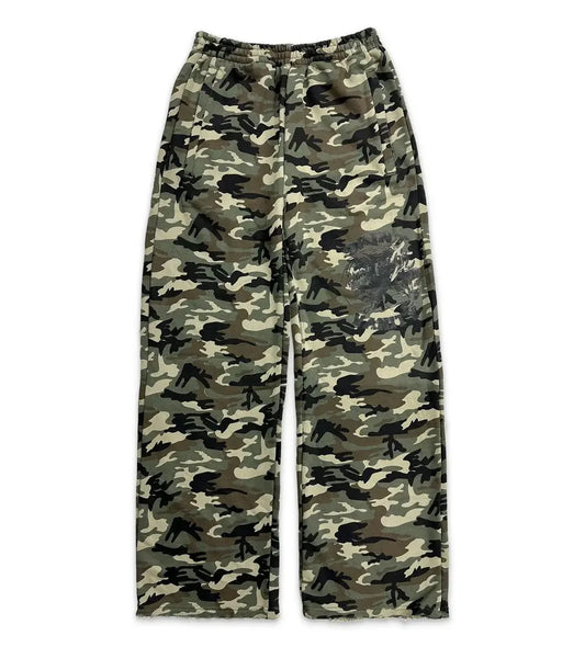Saint Vanity Wide Leg Sweatpants Green Camo