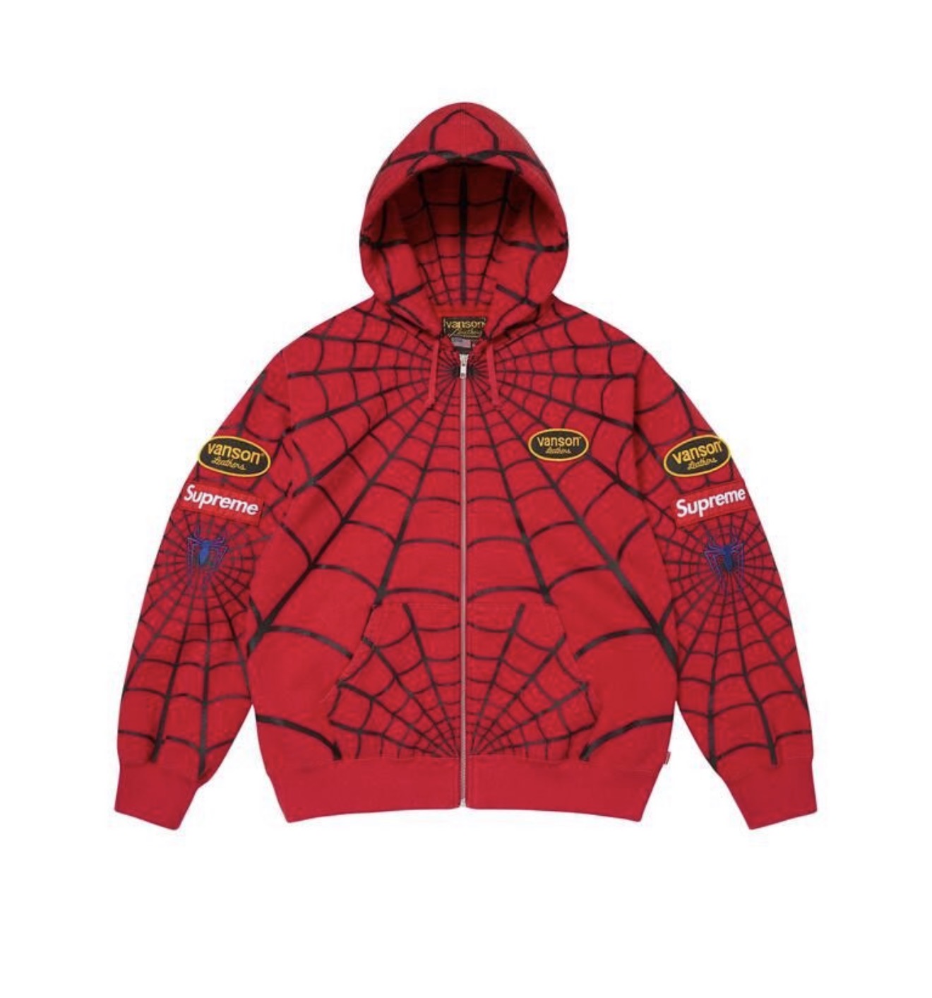 Supreme Vanson Leather Spiderman Zip-Up Red