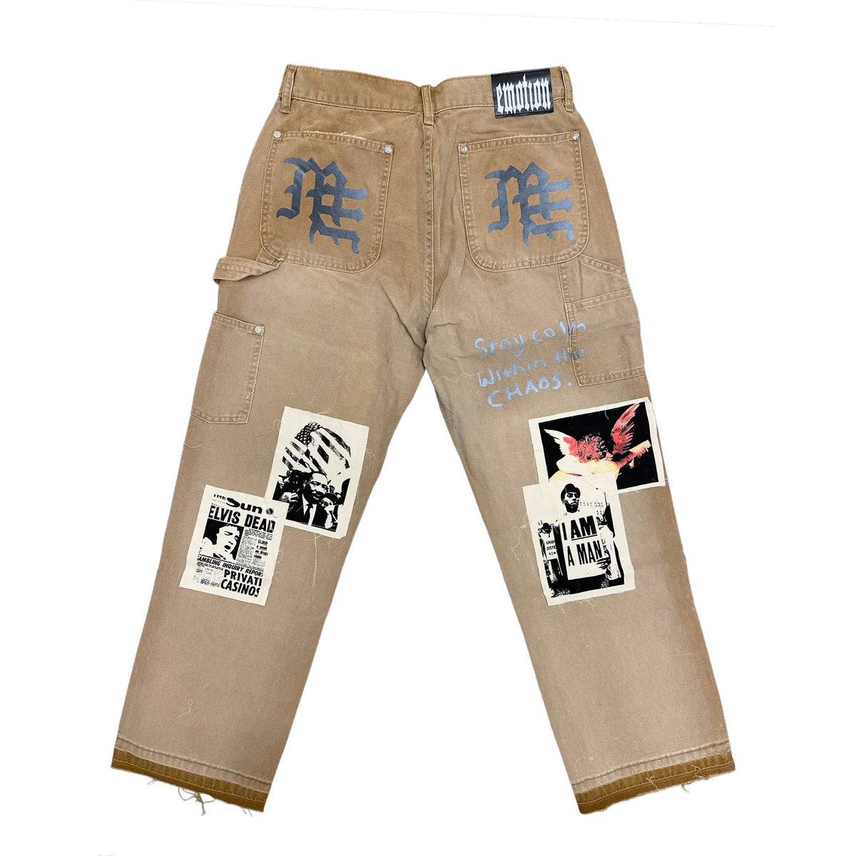 Mixed Emotion Newspaper Carpenter Pants Brown
