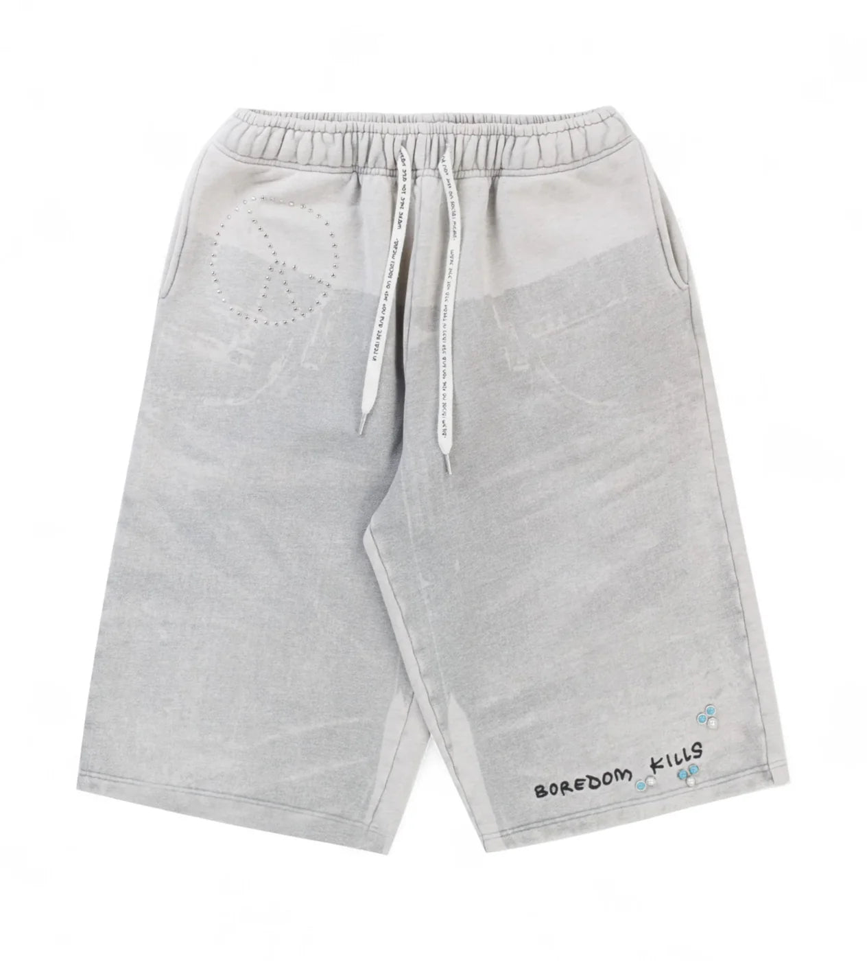 Boredom Kills Denim Print Shorts Grey