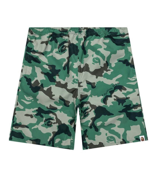 Bape Woodland Camo Beach Shorts Olive Drab