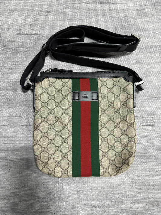 Gucci Monogram Coated Canvas Crossbody Bag (PREOWNED)