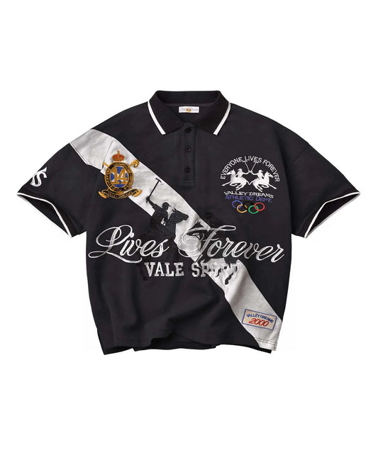 Vale Forever Panda Polo T-Shirt Black
