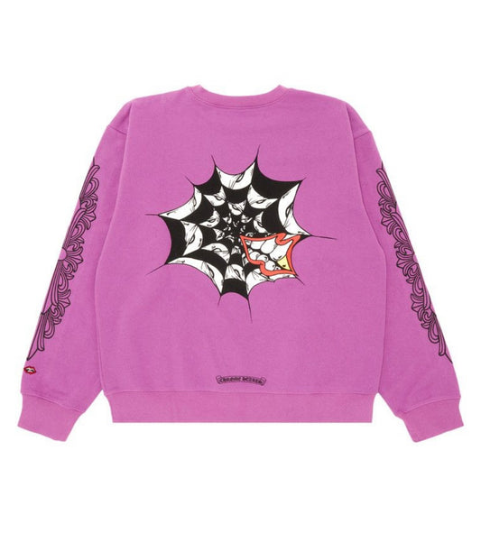 Chrome Hearts Matty Boy Spider Web Crewneck Purple