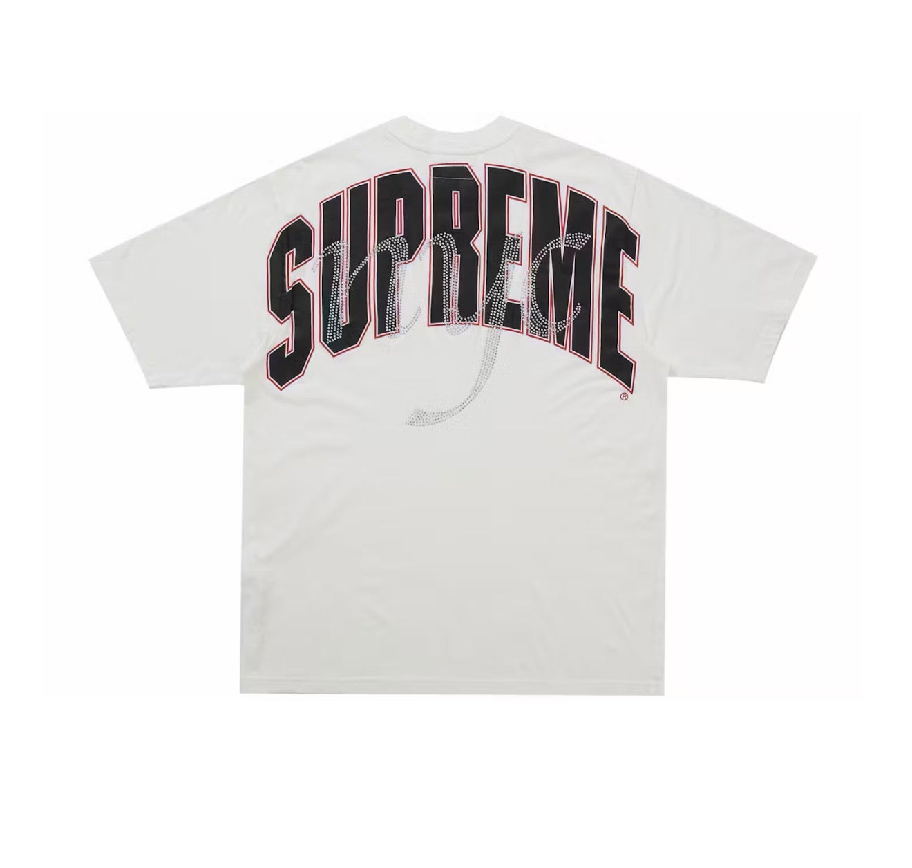Supreme Rhinestone Script S/S T-Shirt White