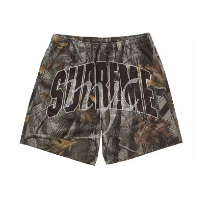 Supreme Rhinestone Mesh Shorts Camo