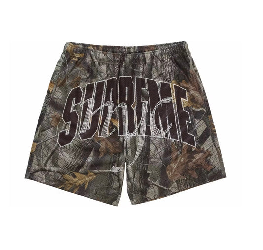 Supreme Rhinestone Mesh Shorts Camo