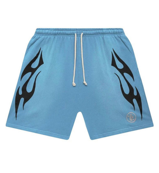 Hellstar Flame Shorts Baby Blue
