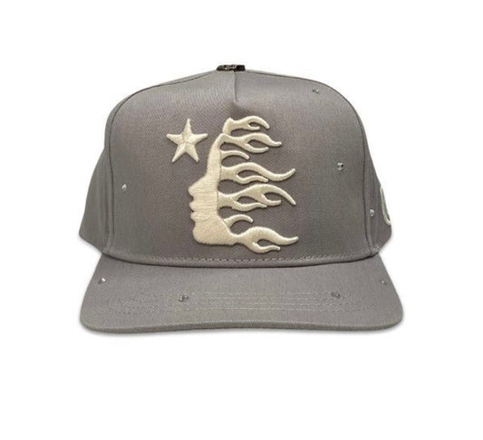 Hellstar OG Logo Rhinestone Fitted Hat Grey