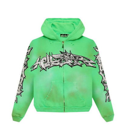 Hellstar Graffiti Zip-Up Green