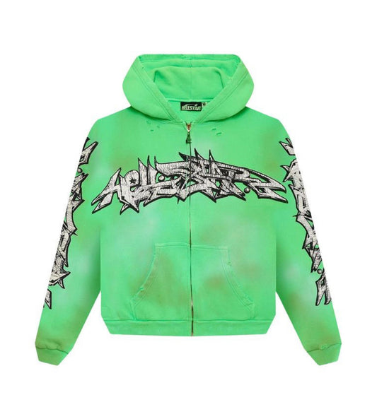Hellstar Graffiti Zip-Up Green