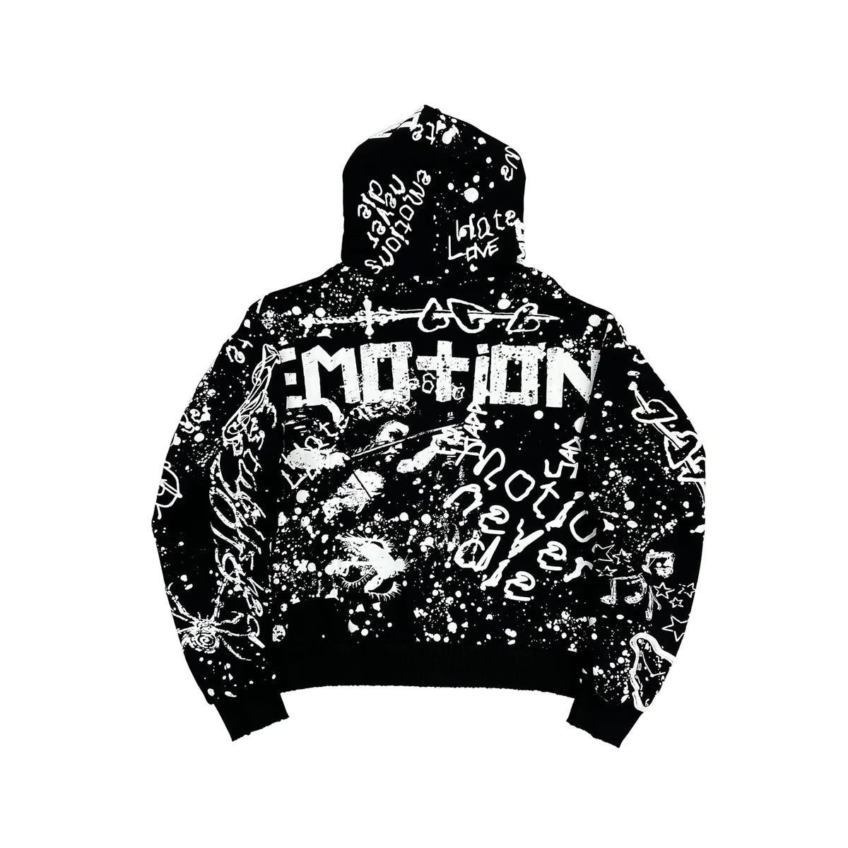 Mixed Emotion Graffiti Zip-Up Black