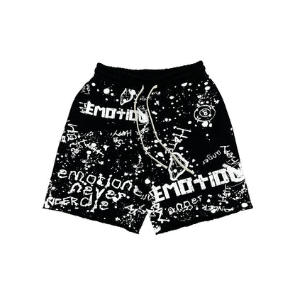 Mixed Emotion Graffiti Shorts Black
