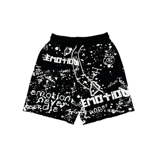 Mixed Emotion Graffiti Shorts Black