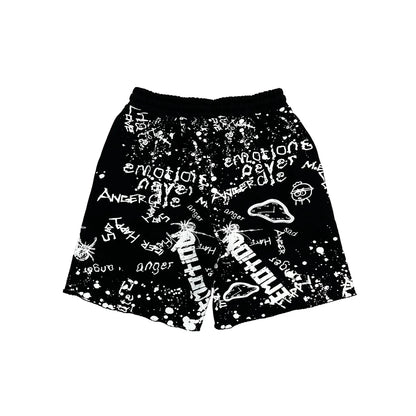 Mixed Emotion Graffiti Shorts Black