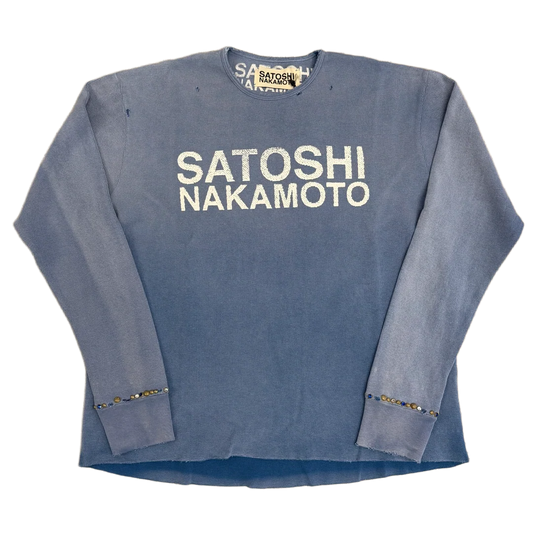 Satoshi Nakamoto Logo Thermal W/Studs Long Sleeve Blue