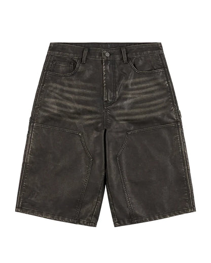 Boredom Kills Leather Shorts Black