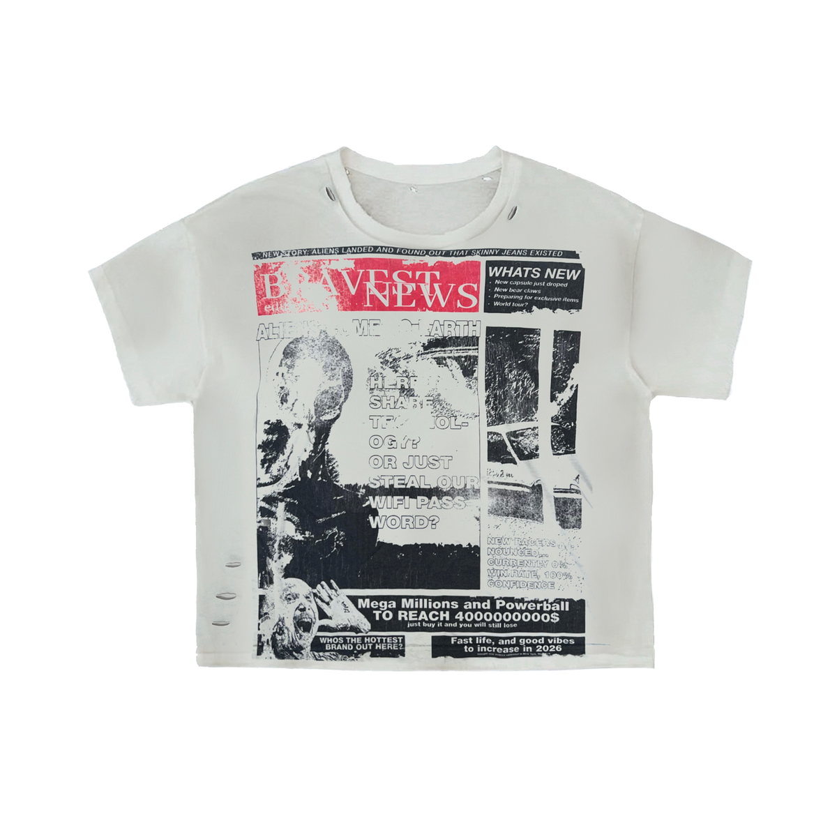 Bravest Studios Newspaper T-Shirt Grey