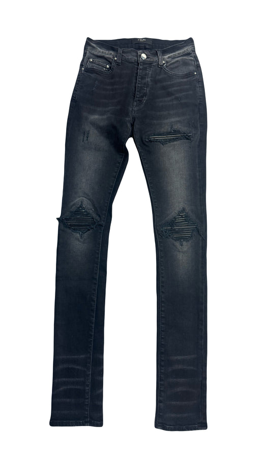 Amiri Jeans MX1 Leather Patch Aged Black